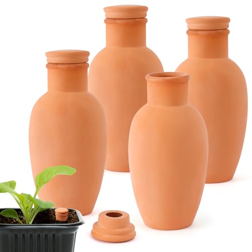 4pcs 3.1in Plant Self Watering Globes Ollas Watering Pots Drip Irrigiation Olla System Terra Cotta Clay Irrigation Pots Terracotta Self Watering