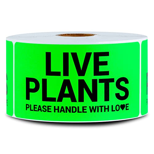 Live Plants Labels (4 x 2 Inch, Green - 300 Labels) - Please Handle with Care for Shipping & Handling Instructions, Warning/Caution Supplies & Shipping Plants Stickers