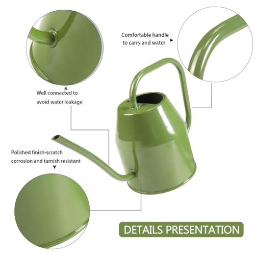 35 oz/1000 ml Metal Indoor Small Watering Can with Long Spout for House Plants Decorative, 12 oz/360 ml Glass Plant Mister Spray Bottle for Bonsai Garden Flowers(Green) - view 2
