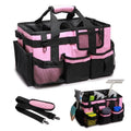 Large Wearable Cleaning Caddy Bag, Pink Tool Bag with Adjustable Shoulder Straps & Divider, 14 inch Cleaning Supplies Organizer for Housekeepers & Cleaners