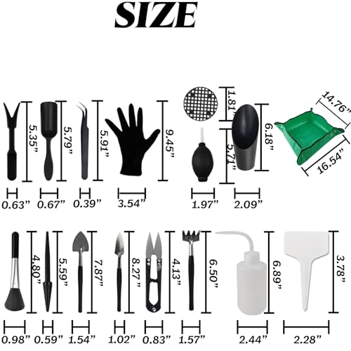 30PCS/Set Mini Garden Hand Transplanting Succulent Tools Set, 19.7" Thickened Repotting Mat & Plant Tag, Miniature Planting Indoor Fairy Care, Potting, Cactus, Houseplant Bonsai Tool Kit - view 2