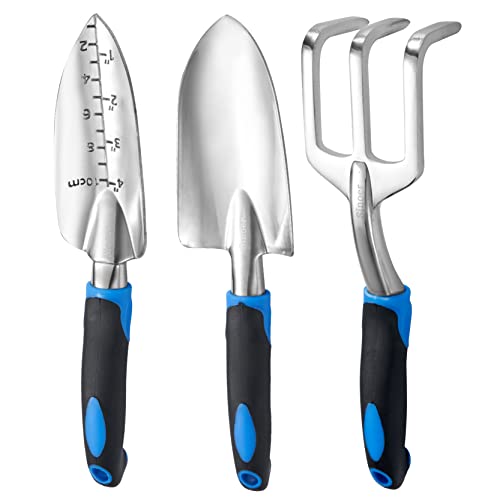 3 Piece Cast Aluminum Gardening Hand Tool Set， Blue