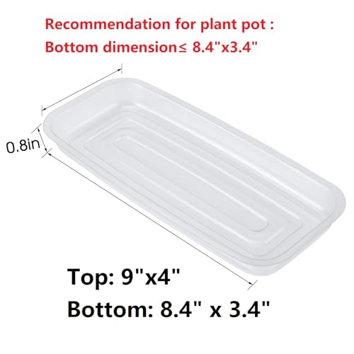 Rectangular 5 Pieces of 9 by 4 Inch Clear Thick Plastic Heavy Duty Sturdy Plant Saucer Drip Trays for pots, Window Sills and Window Shelf (8.5"x3.5") - view 2