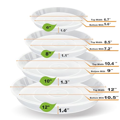 20 Pack Plant Saucer Tray (6 8 10 12 inch), Plant Saucers for Indoors Outdoor, Plastic Heavy Duty Drainage Drip Water Trays for Planter Pots Flower, Clear Pot Saucers Trays for Plants - view 2