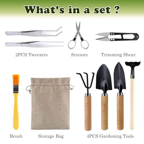 9 Pcs Basic Bonsai Tools Set, Bonsai Tree Kit, Mini Garden Tools - view 2