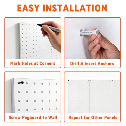 Metal Pegboard Panels, Pegboard Wall Organizer for Garage - view 5