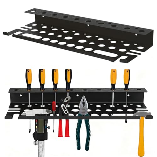 Power Tool Organizer Wall Mount with Charging Station, Heavy Duty 3 Layers Tool Storage Rack with 4 Cordless Drill Holder, Battery Holder with 8 Power Strip, Ideal for Garage, Warehouse, Workshop - view 8