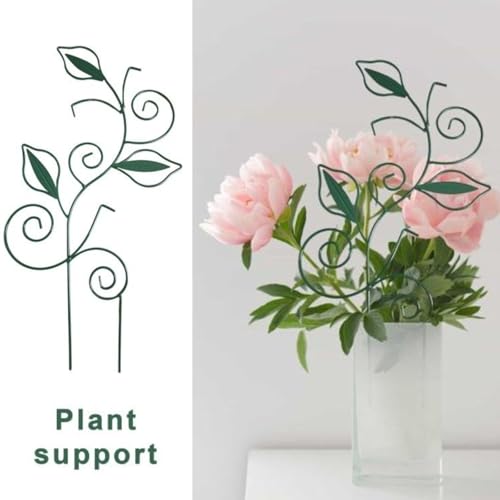 Decorative Metal Plant Trellis for Indoor Potted Plants – Leaf Shape Vine Support Stakes with 6 Plant Clips, Black/Green/Gold Garden Trellises for Climbing Plants, Vines (Black+Green+Gold 3pcs) - view 3