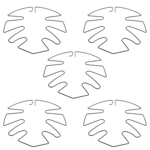 5pcs Iron Plant Stem Support Stakes, Green Leaf Shape