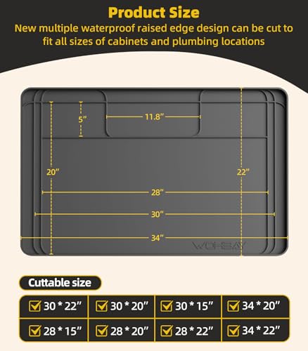 Under Sink Mats for Kitchen Waterproof 34"x22",Grey - view 2