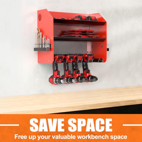 Power Tool Organizer Wall Mount, Cordless Drill Holder with 4 Slots - view 2
