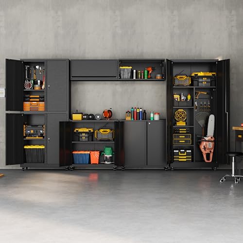 71''H Garage Storage Cabinet with Wheels, Meatl Storage Cabinet with Lock - view 2