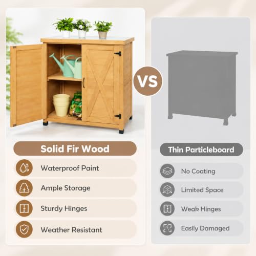 Outdoor Garden Potting Bench with Metal Tabletop and Storage Cabinet - view 4