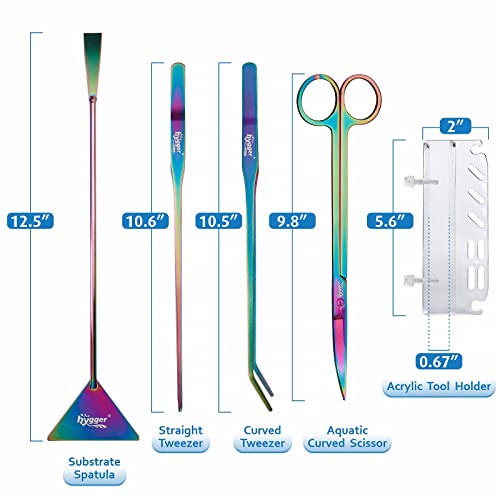 6-in-1 Long Aquarium Aquascaping Tools Kit, Color Stainless Steel Premium Aquatic Plant Tweezers Scissors Spatula Kit Comes with 1 Tool Holder and 1 Cleaning Cloth, for Fish Tank Starters - view 6