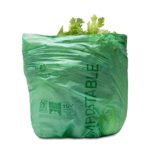 Code Z 30 Count Compostable Custom Fit Liners, Certified Compostable Trash Bags for Compost Caddy, Plant-Based PVOH Plastic, Backyard or Commercial Composting, 4 Liter / 1 Gallon - view 5