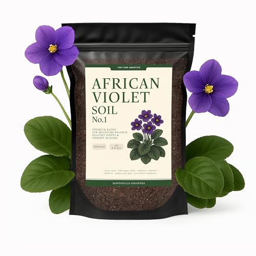 Premium African Violet Soil – Organic, Nutrient-Rich Potting Mix for Saintpaulia – Promotes Strong Roots, Consistent Moisture & Vibrant Blooms – Fast-Draining & Ready to Use (4 QTS)