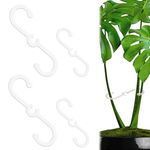 4pcs Plant Stem Support, 2 Sizes Plant Stem Holder Hook Monstera Stabilizer for Indoor Outdoor Climbing Houseplant Growth Accessories (Clear)