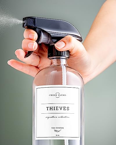 Glass Spray Bottles, 2 Pack Refillable Spray Bottles for Cleaning Solutions, Plant Misters, Clear Glass Spray Bottle for hair, 16 oz Mister Spray Bottle with Waterproof Labels - view 5