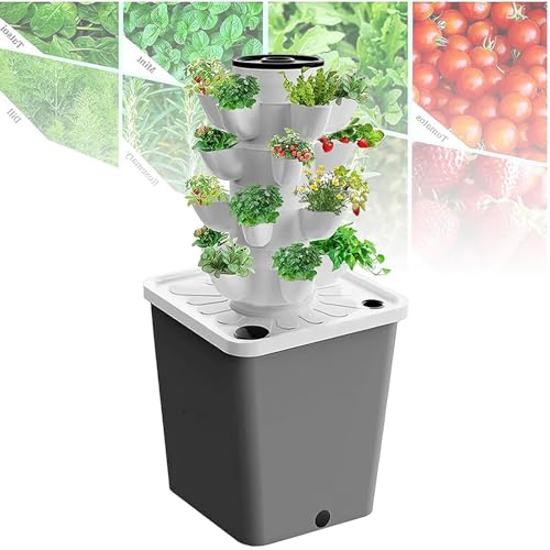 Indoor Hydroponic Growing Kit - Aeroponic Tower for Herbs, Fruits & Vegetables - Complete with Timer, Net Pots & Easy Setup for Home Gardening
