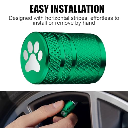 4 Pack Tire Valve Stem Caps Cat Paw - Green - view 4