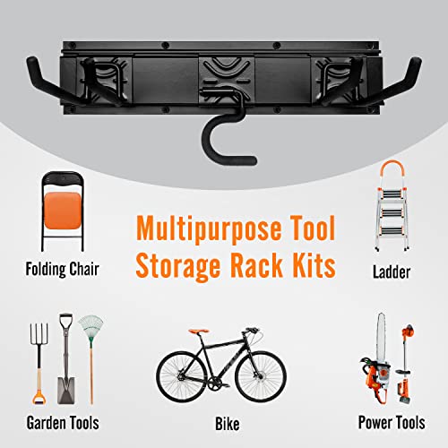 Garden Tool Storage Rack, Outdoor Power Tools Hangers for Garage Wall Organization with 6 assorted Multi-Purpose Hooks, Organizer Holders for Landscaping Equipment, Folding Chairs, Ladders etc. - view 4