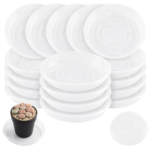 20 Pack Clear Plant Saucer 4.5 Inches Plastic Drip Trays to Catch Water
