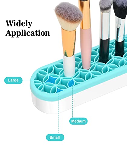 Silicone Makeup Brush Holder, Desktop Cosmetic Storage Box Organizer for Brush, Eyeliners, Cosmetic Tools, Pen, Pencil, Art Supplies, Painting Brush, and more - Blue - view 3