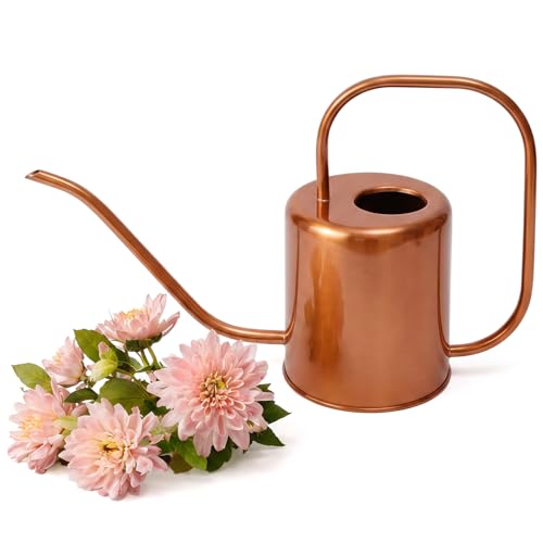Rose Gold Metal Watering Can Indoor Plants, 54 oz Stainless Steel Long Spout Watering Can Outdoor House Plant Flower, Garden