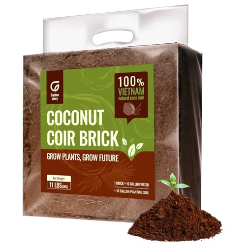 11LBS Coco Coir Brick for Plants, Low EC & Balanced pH, Potting Mix, Coconut Fiber Substrate, Coco Coir in Bulk (18 Gallons Expansion)