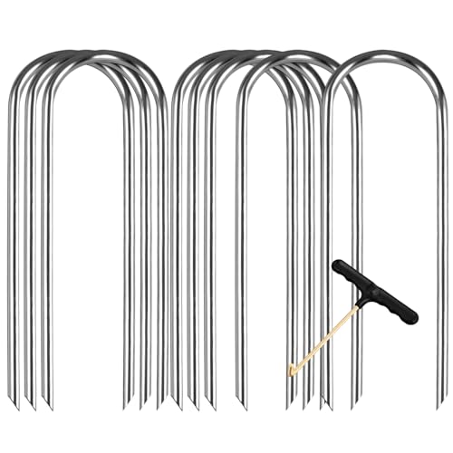 Trampoline Stakes High Wind Ground Stakes, Heavy Duty Trampoline Anchors Tent Stakes, Galvanized Steel Wind Stakes Fence Stakes for Trampoline Fence (Silver 8pcs 10inch)