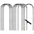 Trampoline Stakes High Wind Ground Stakes, Heavy Duty Trampoline Anchors Tent Stakes, Galvanized Steel Wind Stakes Fence Stakes for Trampoline Fence (Silver 8pcs 10inch)