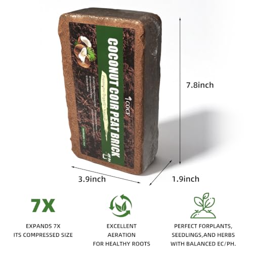 Coco Coir Brick - Low EC & pH Balanced, Compressed Organic Coconut Fiber Potting Mix for Indoor Outdoor Plants, Seed Starting, Hydroponics & Reptile Bedding(14lb) - view 3