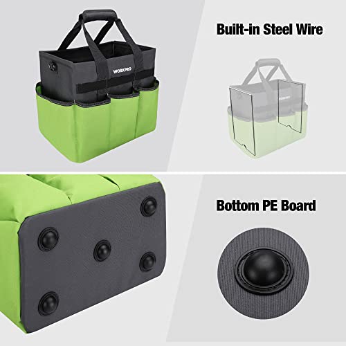 Garden Tool Bag, 10 Pockets and Shoulder Strap, Green - view 5