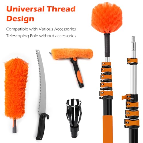 30FT Reach Telescoping Pole - 5 to 24FT Extension Pole, Portable Aluminum Telescoping Rod with Easy Flip Lock, Paint Roller Extension Poles for Paint Dusting, Window Cleaning - view 3