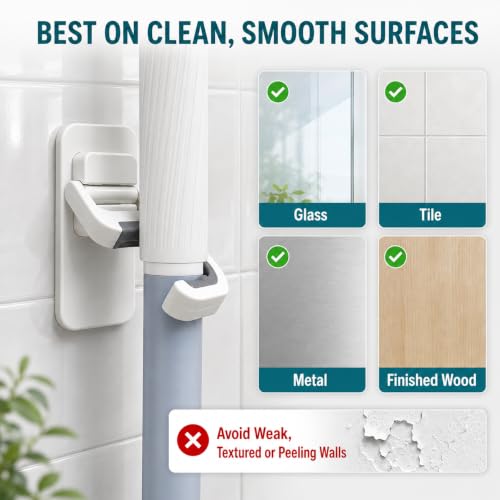 3 Pack Broom Hanger Wall Mount, No-Drill Mop Holder Cleaning Organizer - view 5