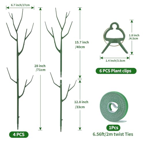 4 Pack Plant Support Stakes, Plant Stakes for Indoor and Outdoor Plants. 28inch Plant Sticks with Extension Poles, Plant Clips, Plant Ties for Potted Monstera Plants, Climbing Plants - view 2