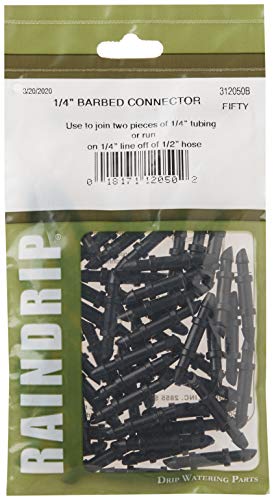 312050B Drip Irrigation Fittings Single Barbed Coupling Connectors, 1/4-Inch, 50 Per Bag, for Trees, Shrubs, Gardens, Black - view 4