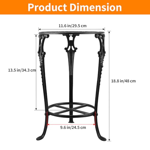 Vintage Cast Iron Plant Stand, 18.8" Tall Flower Pot Holder, 2 Tiered Potted Planter Rack for Living Room, Bedroom, Kitchen, Porch (Black) - view 3