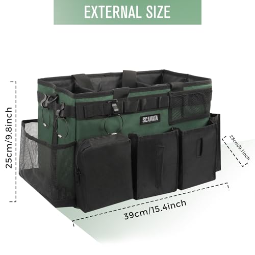 Wearable Cleaning Caddy Bag, Cleaning Caddy Supplies Organizer with Handle & Shoulder Straps for Housekeepers, Under Sink & Car Cleaning Tool Organizers with 4 Foldable Divider (TreeGreen) - view 5