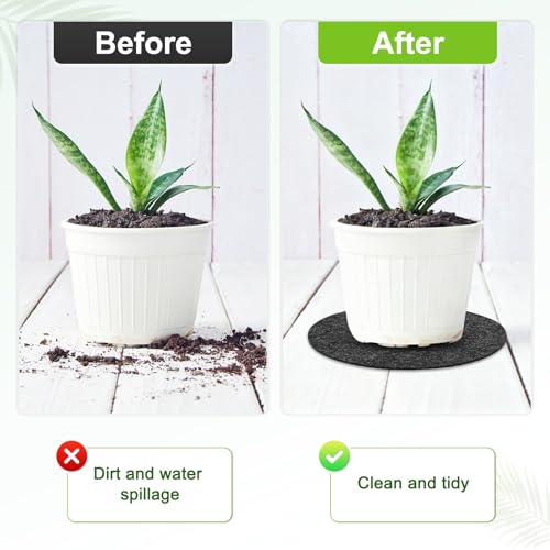 3-Pack Plant Coasters Mat Reversible, 6 Inch Felt Round Absorbent Fabric Plant Pot Saucers for Gardening/Indoor/Outdoor Pots, Waterproof Coaster Mats [Gray] - view 4
