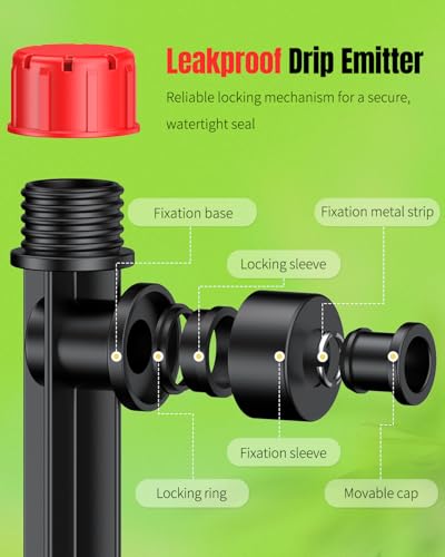 30 Pcs Push-to-Fit Drip Irrigation Emitters with Adjustable Water Flow Irrigation Drippers Drip Emitters Sprinklers with Stake & 8 Holes Drip Irrigation System Parts for 1/4 Inch Tubing - view 4