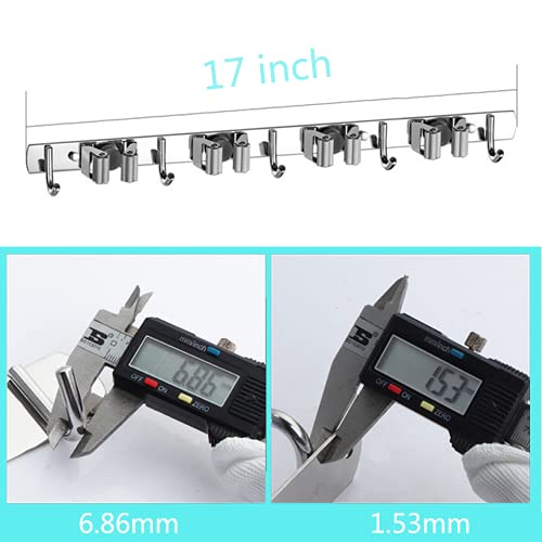 Broom Mop Holder Wall Mount Tool Hanger Organizer (4 Racks 5 Hooks) - view 2