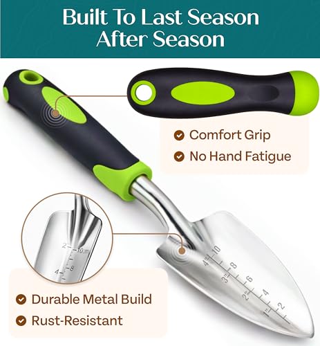 Heavy Duty Gardening Tools - Gardening Gifts for Women, Men, Mom, Dad - Durable, Ergonomic Garden Tools Set (Green) - view 5