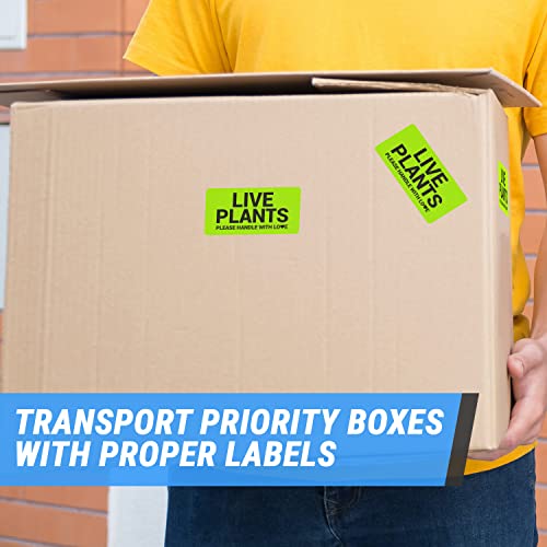 Live Plants Labels (4 x 2 Inch, Green - 300 Labels) - Please Handle with Care for Shipping & Handling Instructions, Warning/Caution Supplies & Shipping Plants Stickers - view 5