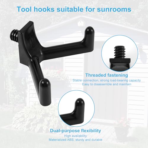10pcs Tool Hooks for Shed Compatible with Suncast, Plastic Shed Wall Hanger Organization & Storage Shelves Accessories for Garage Hanging Scissors Power Tools Knives (Black) - view 3