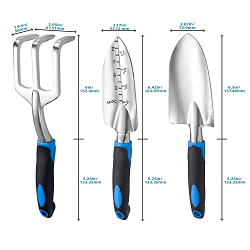 3 Piece Cast Aluminum Gardening Hand Tool Set， Blue - view 7