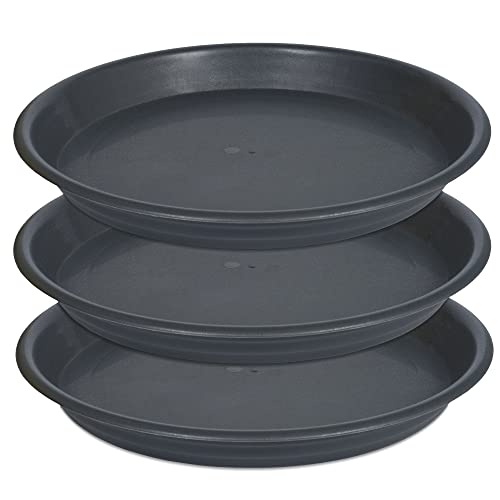 Plastic Plant Saucer 10 Inch, 3 Pack Black Durable Drip Trays for Flower Pot, s Heavy Duty Drainage Tray for Indoors No Holes, Plant Plate Water Catcher for Planter Base 7 8 9 in