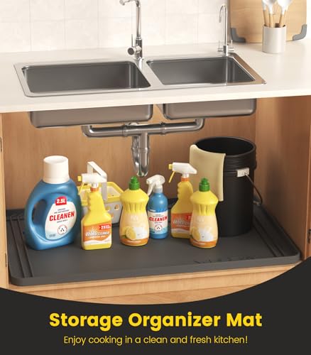 Under Sink Mats for Kitchen Waterproof 34"x22",Grey - view 3