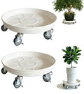 16" Heavy Duty Plant Caddy (430lbs Capacity)-Lockable Non-Scratch Swivel Casters Rolling Plant Stand Saucer for Hardwood Floor & Patio Indoor & Outdoor Use,2-Pack,White