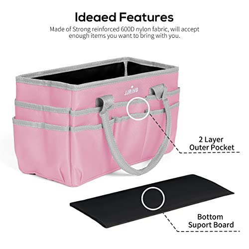 600D Nylon Craft & Art Organizer Tote Bag With Pockets, Pink - view 5
